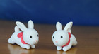 Running White Rabbit Pair Miniature figurine I Dollhouse Item I Gifts & Decore