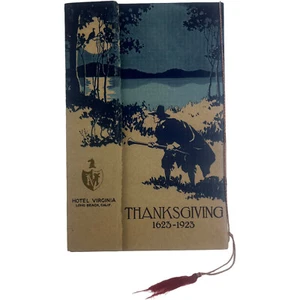 Hotel Virginia Long Beach Kalifornien Speisekarte 1923 Thanksgiving Karte Vintage SP1 - Bild 1 von 6