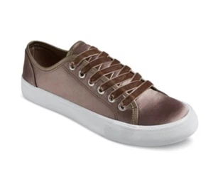 Mossimo Womens Brown Pewter Jena Velvet Lace Sneakers Casual Tennis Shoes Sz 10 - Picture 1 of 3