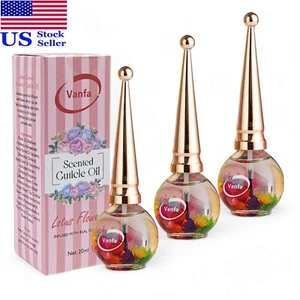 Aceite de cutícula Vanfa infundido con flores 0,42 oz (olor: flor de loto, paquete de 3) - Imagen 1 de 6