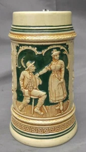 Antigua taza alemana antigua vintage de gres medio litro cerveza Stein Alemania - Imagen 1 de 11