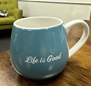 Life Is Good Tazza Caffè Tazza Blu Bianco "SPERANZA" Fiocco di Neve Cioccolata Calda - Foto 1 di 6