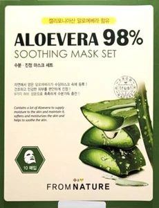 FROM NATURE ALOEVERA 98% Soothing Mask 20 Sheets/9 Herbs /Korea/Hydration - Picture 1 of 18