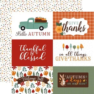 2 Sheets of Echo Park Paper HAPPY FALL 12x12 Cardstock - 6x4 Journaling Cards - Picture 1 of 1