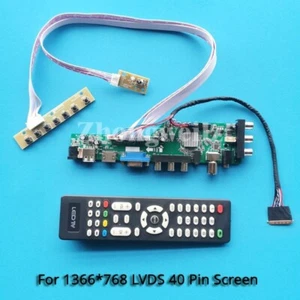 Kit de placa de controlador LVDS DVB-T2/C para N156B6-L0A/L0B/L0D HDMI+AV+USB 40Pin 1366x768 LVDS DVB-T2/C - Imagen 1 de 9