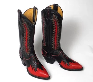 Botas de Vaquero Tony Lama Clásicas Firewalker Negras - Para Mujer 5.5B Excelente Incrustación De Colección - Imagen 1 de 10