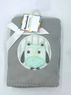 NWT Garanimals Gray Mint White Owl Fleece Baby Blanket Embroidered - Image 1 of 3
