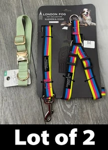 Lot/2 Boots & Barkley Dog Collar / London Fog Harness & Leash Sage Green/Multi M - Picture 1 of 7