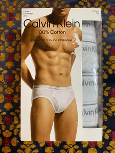 New CALVIN KLEIN 2XL 44-46 White 6-Pack 100% Cotton Men Hip Briefs RETAIL $60 - Picture 1 of 4