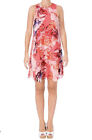 Calvin Klein Damska szyfonowa sukienka trapezowa w kwiaty z nadrukiem 6, koralowa wielokolorowa
