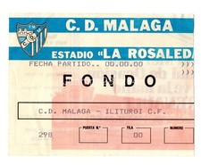 FOOTBALL ENTRY CD MALAGA - ILITURGI CF 1984 COPA SM DEL REY STADIUM LA ROSALEDA