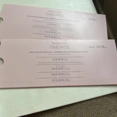 2  Mary Kay Timewise Miracle 3D Sampler Sets Combo to Oily Purse -Travel   Card - Image 1 of 4