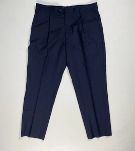 J. Pantalones de vestir para hombre Crew 34x30 (36x27) Kenmore azul marino pantalones lana Loro Piana - Imagen 1 de 9