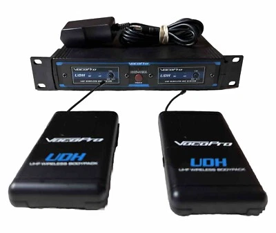 VocoPro UDH-Dual-B1 UHF Microphone W 2 Body Packs System Ships FREE - Image 1 of 4