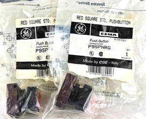 GE General Electric P9SPNRG Red Square Flush Pushbutton, Momentary, Lot of 2 NEW - Picture 1 of 3