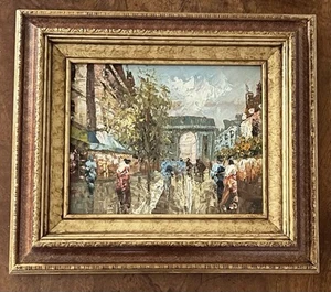 Vintage Framed Oil Painting Paris Street Scene Original 8x10 Framed 13.5x15.5” - Picture 1 of 10