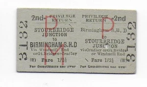 Railway Ticket BR Birmingham Snow Hill - Stourbridge Jcn 2nd Privilege Edmondson - Picture 1 of 1