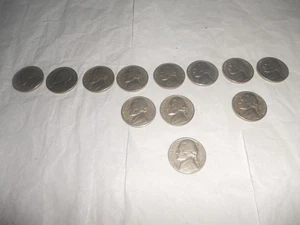 Jefferson Nickels (12) 1950, 51, 52, 53, 54(2), 56(3), 57, 58(2) - Bild 1 von 2