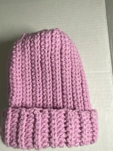 Newborn Baby Hat NEW hand crocheted Soft, Warm yarn Fits 0-6 Months. Lavendar - Picture 1 of 3