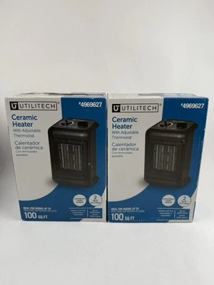 Utilitech Ceramic Heater 100sq Foot 2 Heat Settings W/ Adjustable Thermostat New - Image 1 of 4