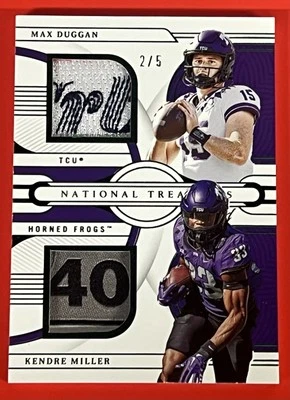 2023 Panini National Treasures Collegiate #’d 2/5 Kendre Miller Max Duggan RC - Image 1 of 2