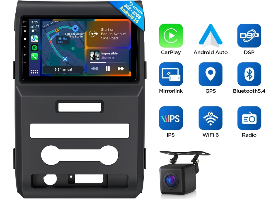Android 14 9" Car Radio Stereo CarPlay GPS DSP For Ford F150 2009 2010 2011 2012 - Image 1 of 4