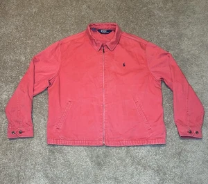 Polo Ralph Lauren Bomber Jacket Men's Light Red Full Zip Jacket Size L Cotton - Picture 1 of 22