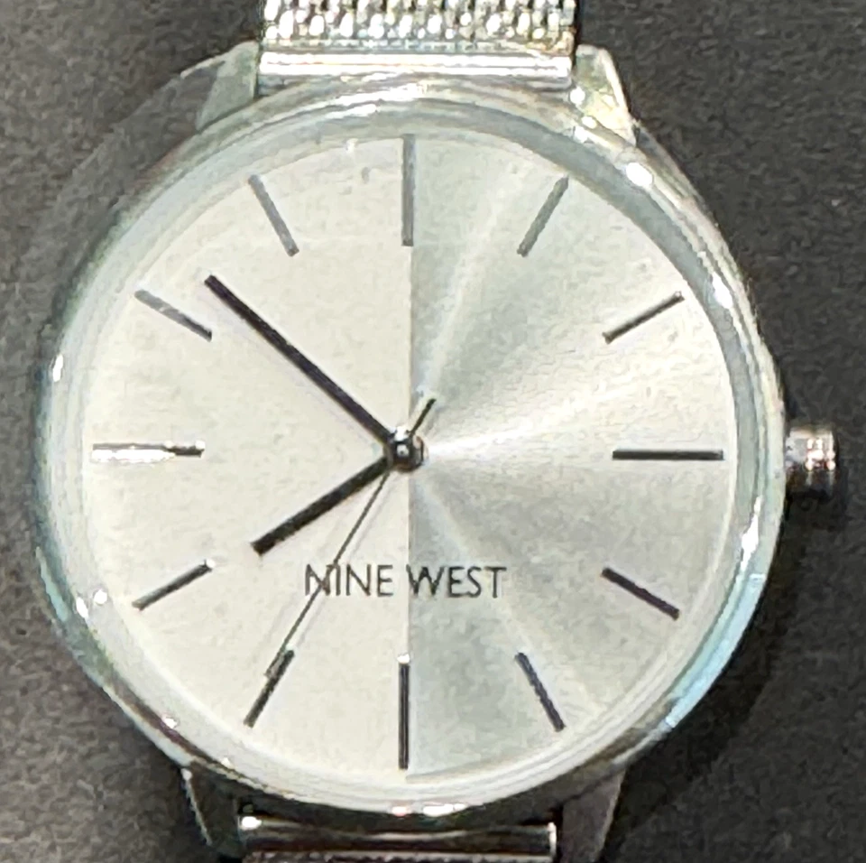 NINE WEST PC21J7 Silver Toned Women's Wrist Watch Mesh Strap - Needs Battery - Image 1 of 4
