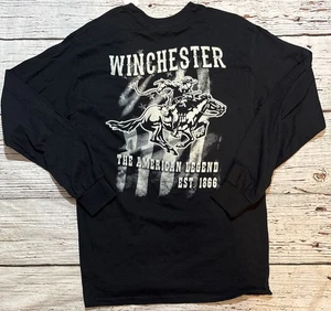 Winchester T-Shirt The American Legend Men’s Black Long Sleeve Shirt Size M NEW - Picture 1 of 8
