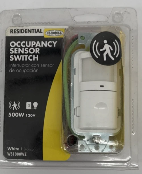 Hubbell Occupancy Sensor Switch 500W 120V White WS1000WZ NEW Foto 1 de 1