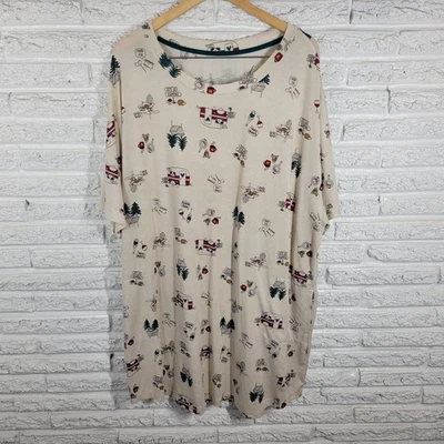 Secret Treasures Womens Pajama Top 2X 3X Plus Gown Lets Go Glamping Red Green - Image 1 of 4