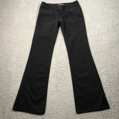 Union Bay Pants Womans Sz Junior 1 Black Flared Stretch Low Rise Goth - Image 1 of 4