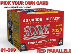 🔴🔴 2023 Score Football Cards 🔴 RED PARALLELS 🔴 Complete Your Set #1-399🔴🔴