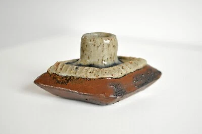 Vintage Mid Century Brutalist Boat Shaped Studio Pottery Vase / Candle Holder - Image 1 of 4