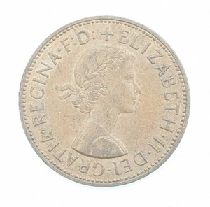 Vintage 1965 Great Britain One Penny Coin Queen Elizabeth II - Picture 1 of 2