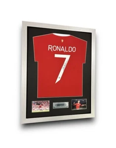 Frame for signed Shirt Free Personalised Plaque 2 Landscape Windows for pics - Picture 1 of 3
