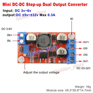 DC-DC Boost Step-Up Volt Converter DC 3V 5V 6V To ±5V ±9V ±12V ±24V Dual Output - Picture 1 of 4