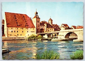 Deutschland Regensburg Partie am Brucktor Vintage Postkarte Continental - Bild 1 von 2