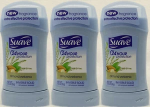 3 Suave ALMOND VERBENA Invisible Soild Antiprespirant Deodorant 24HR 1.4 oz - Picture 1 of 1