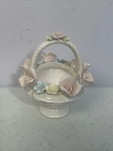 Handarbeit Japan Blumen Porzellan Blumenkorb Schmuck Schale Schale Vintage - Bild 1 von 10