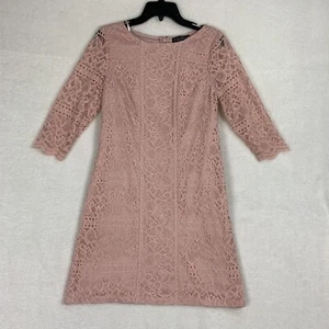 Jessica Howard Lace Dress Sheath Knee Length Pink Floral Party Women's Size 6 - Picture 1 of 10