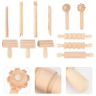 Clay Pottery Tools Set Wood Roller Carving Stamps Needle