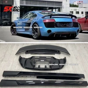For Audi R8 V10 08-15 Carbon Fiber Rear Lip Bumper Side skirt Spoiler Wing kits - Picture 1 of 18
