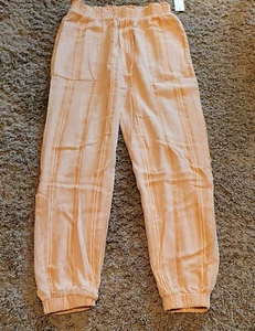 NWT Aeropostale Pants Women's XS Salmon Orange Striped Everyday Loose Fit Casual - Picture 1 of 7