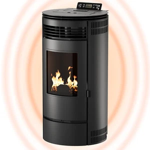 Pelletofen Pelletheizung Pelletkamin 6kW bis 220m³ Pellet Kaminofen Heizung - Bild 1 von 9