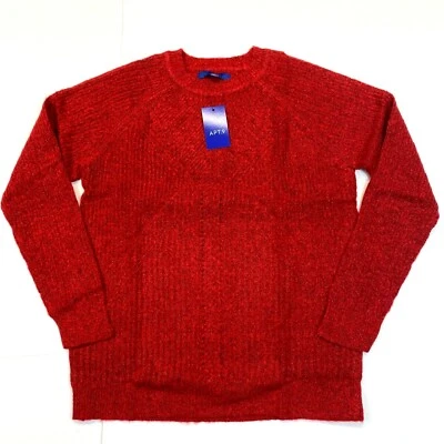 Women's Apt. 9 Pointelle Shine Crewneck Sweater - Tango Red Shine - M - Image 1 of 3