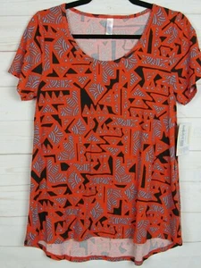 Lularoe Women's Classic T Reddish Orange & Black Top Size Small NWT - Picture 1 of 3