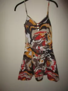 BCBGeneration Brown Yellow Orange Floral Belted Fit & Flare Sundress Size 4 - Picture 1 of 5