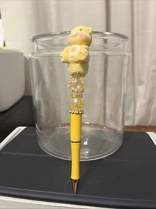 Handmade Yellow Care Bear Pen With Crystals. New - Picture 1 of 5