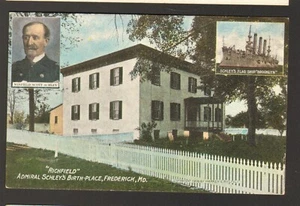 Postal sin usar Richfield Admiral Schleys lugar de nacimiento Frederick Maryland MD - Imagen 1 de 2